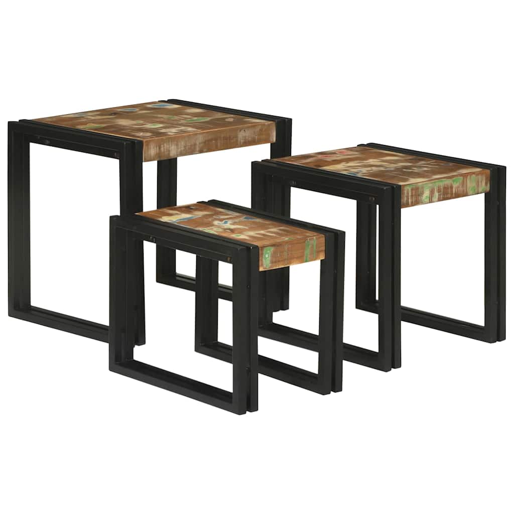 Nesting Tables Brown and black Solid Reclaim wood